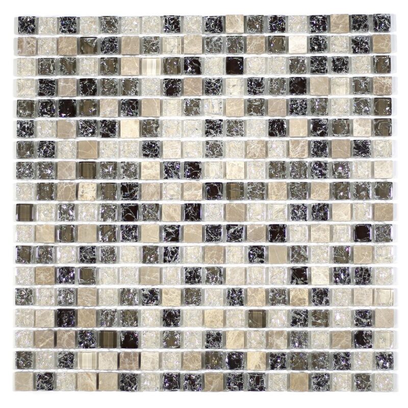 MA31-S  5/8X5/8 SQUARE GLASS AND STONE CRACKLE MOSAIC