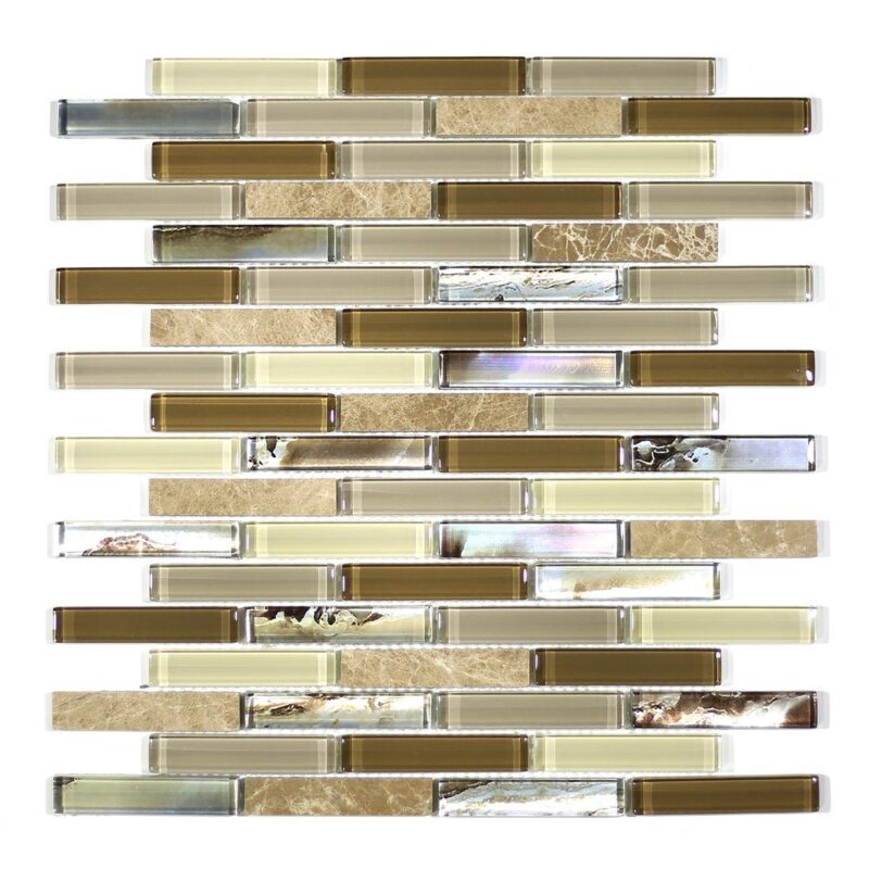 MA74-B  5/8X3 BRICK GLASS AND STONE  MOSAIC