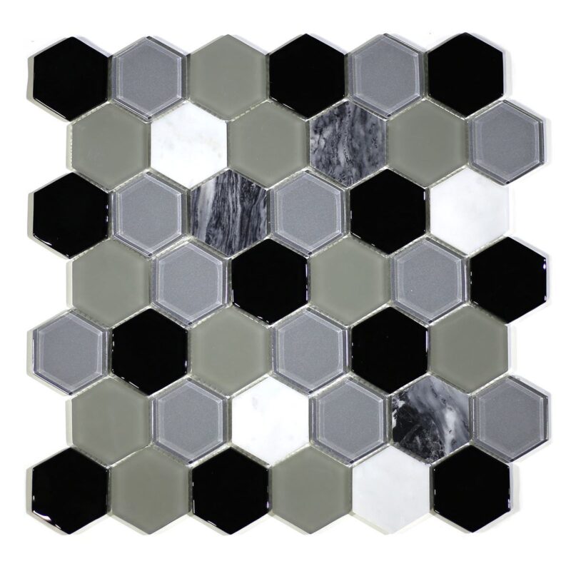 MA79-HX  1X1 HEXAGON GLASS AND STONE MIXED