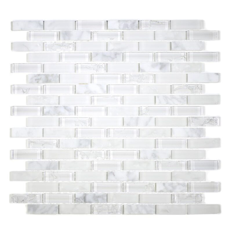 MA81-LB  5/8X2 BRICK GLASS AND STONE CRACKLE MOSAIC