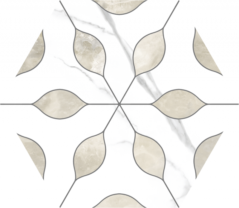 9 x 9 Alicante Beige Decorative Porcelain Hexagon Tile