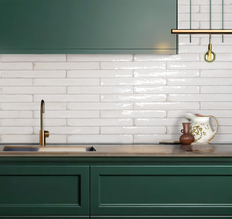 2 x 16 Cerdena Bianca White Glossy Subway Ceramic Tile - Image 2