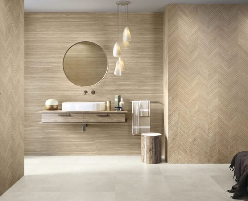 16 x 48 Vector Crema-Miel Decorative Chevron Tile - Image 6