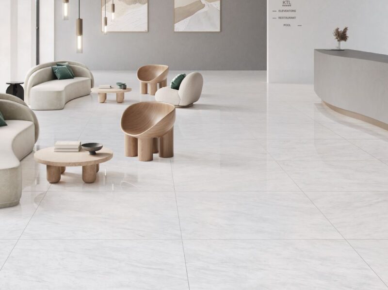 40 x 40 Galdana White High Polished Rectified Porcelain Tile - Image 3
