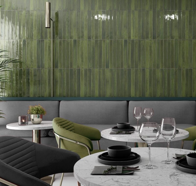 2 x 16 Cerdena Pevero Green Glossy Subway Ceramic Tile - Image 2