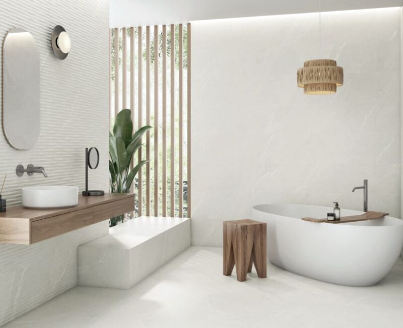 24 x 48 Dhara White Stone look rectified porcelain tile - Image 3