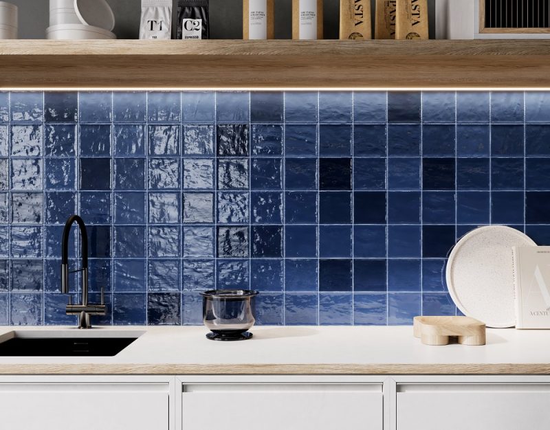 4.5 x 4.5 Nador Castille Blue Handmade Wall Subway Tile - Image 2
