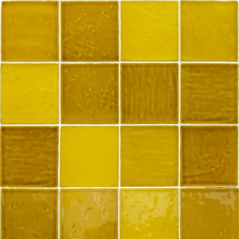 4.5 x 4.5 Nador Honey Crackled Handmade Wall Subway Tile