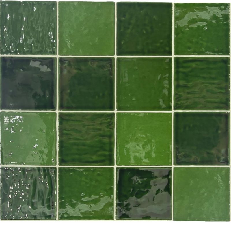 4.5 x 4.5 Nador Emerald Green Handmade Wall Subway Tile