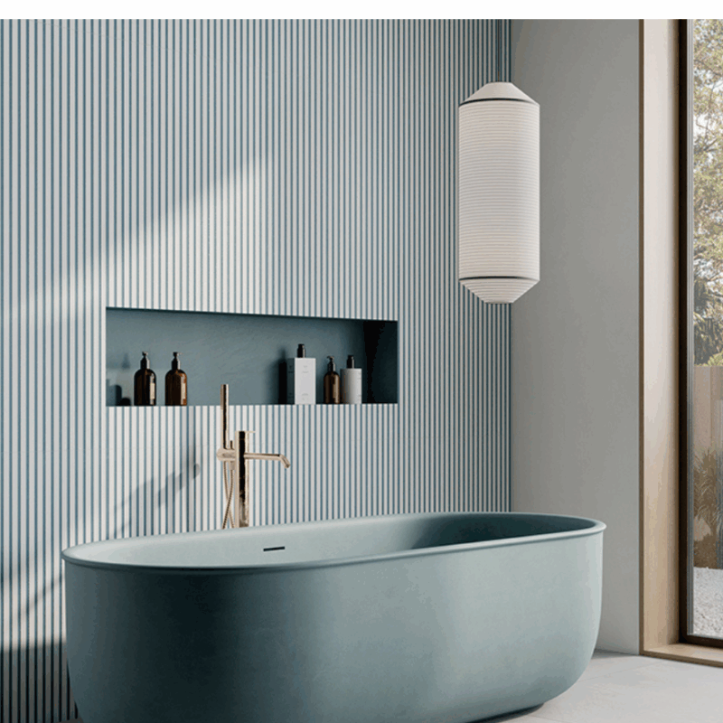 24 x 48 Ludo Nova 3D Bianco-Blue Matte Porcelain Tile - Image 3