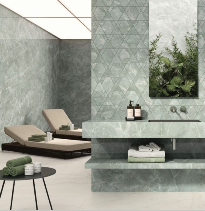 24 x 48 Marvel Diva Aqua High Polished Porcelain Tile - Image 5