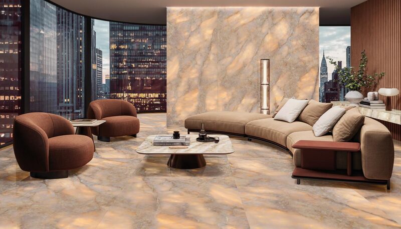 48 x 48 Lumia Golden Ambra High Polished Porcelain Tile - Image 3