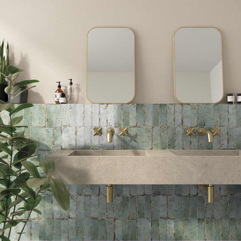 2.6 x 8 Musa Turquesa Glossy Subway Porcelain Tile - Image 2