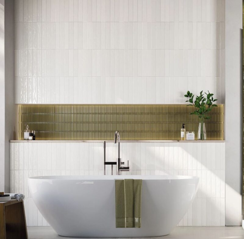 8 x 8 Nairobi Arrow Moss Glossy Kitkat Tile - Image 2
