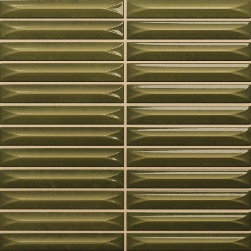 8 x 8 Nairobi Arrow Moss Glossy Kitkat Tile