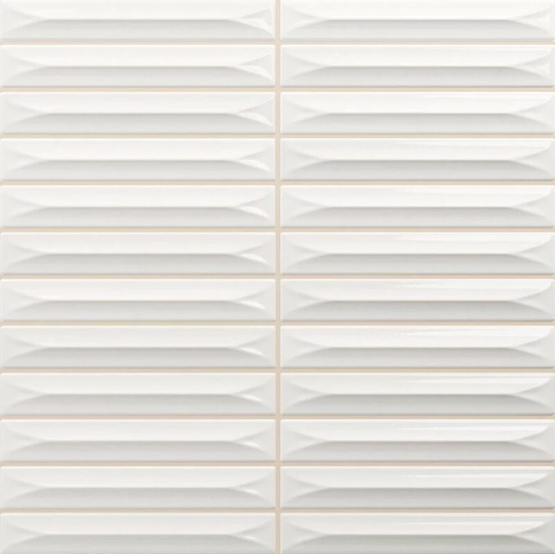 8 x 8 Nairobi Arrow Off White Glossy Kitkat Tile