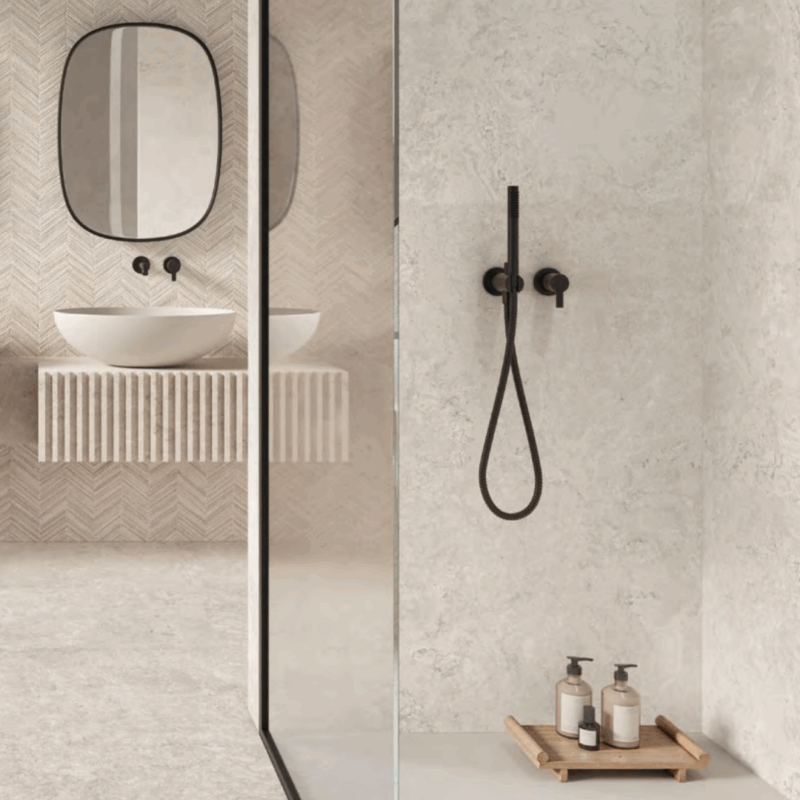24 x 48 Unique Borgogne Pointes Blanc Chrevron Deco Porcelain Tile - Image 4