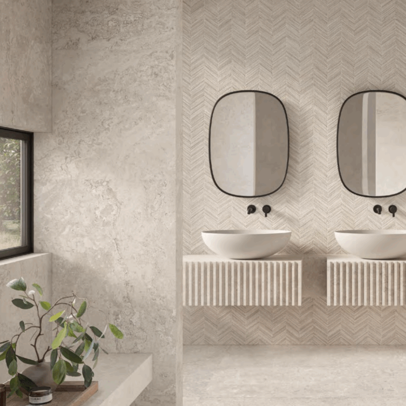 24 x 48 Unique Borgogne Pointes Blanc Chrevron Deco Porcelain Tile - Image 3