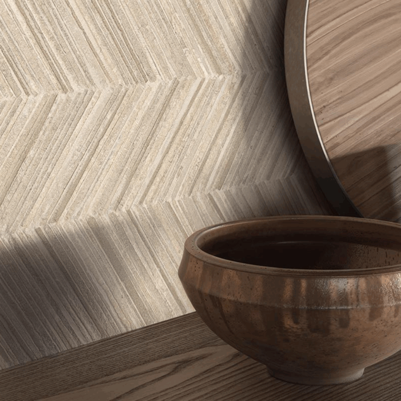 24 x 48 Unique Borgogne Pointes Beige Chrevron Deco Porcelain Tile - Image 2