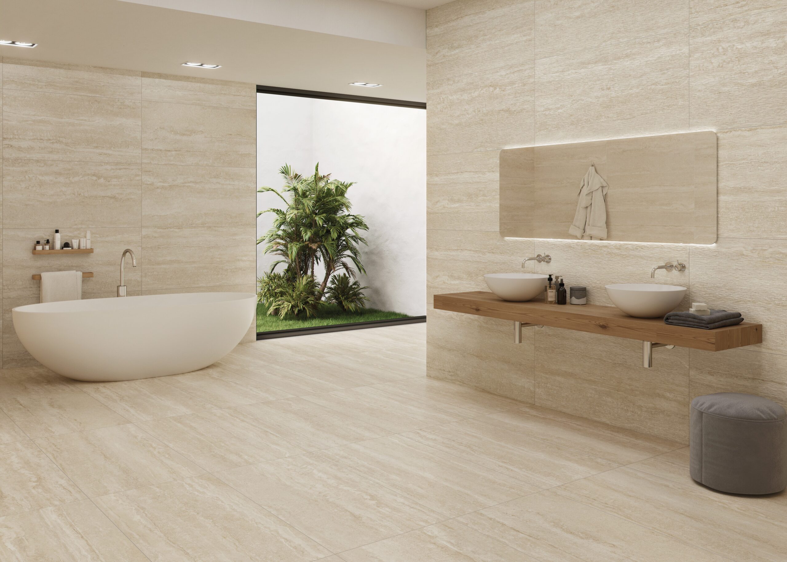 48 x 110 Toscana Natural S-Tech Travertine Matte Porcelain Slab - Image 3